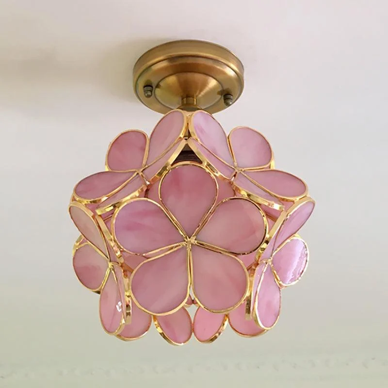 Ceiling lamp - FloralGlow - Retro stained glass - Surface mounting -  - #tag1#