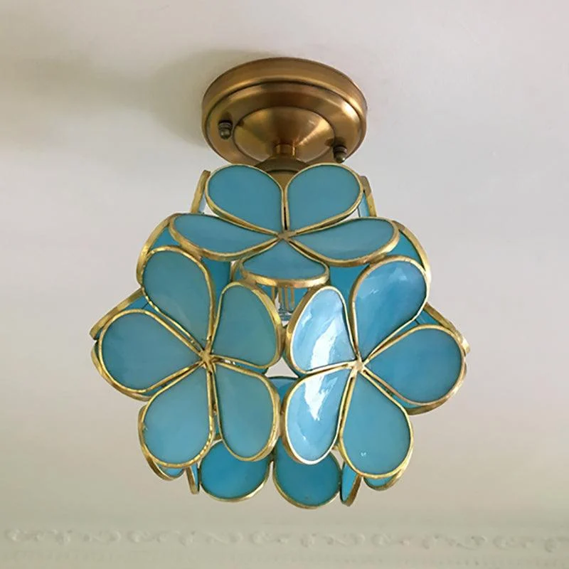 Ceiling lamp - FloralGlow - Retro stained glass - Surface mounting -  - #tag1#