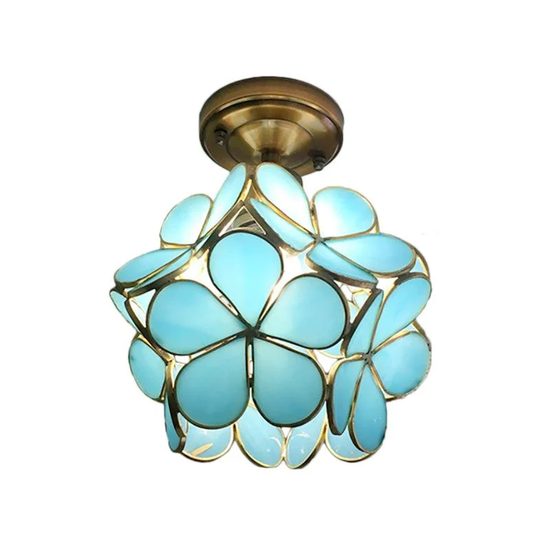 Ceiling lamp - FloralGlow - Retro stained glass - Surface mounting -  - #tag1#