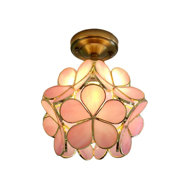 Ceiling lamp - FloralGlow - Retro stained glass - Surface mounting -  - #tag1#