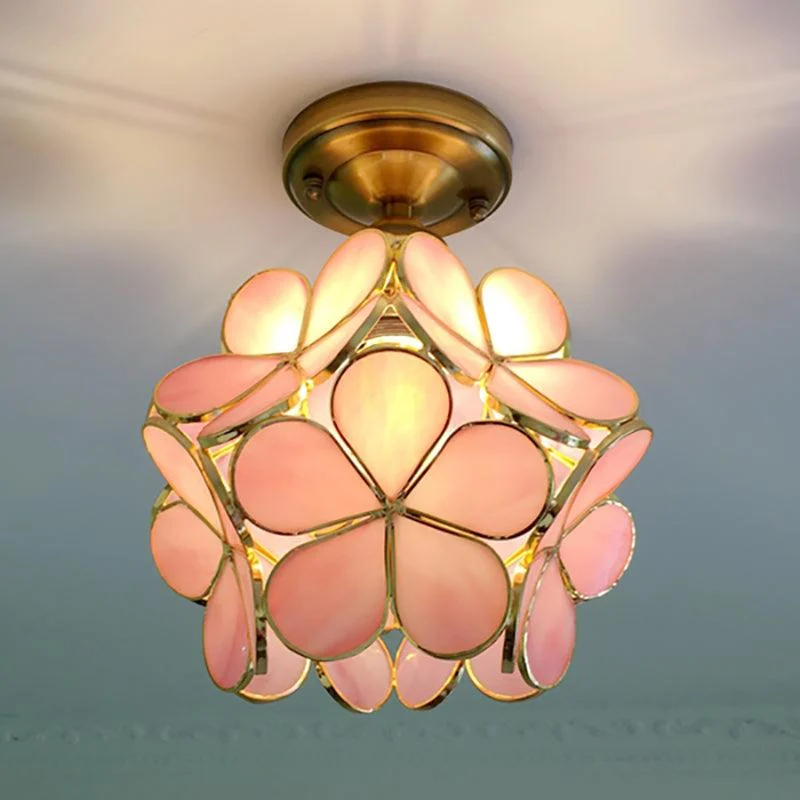 Ceiling lamp - FloralGlow - Retro stained glass - Surface mounting -  - #tag1#