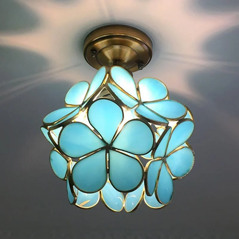 Ceiling lamp - FloralGlow - Retro stained glass - Surface mounting -  - #tag1#