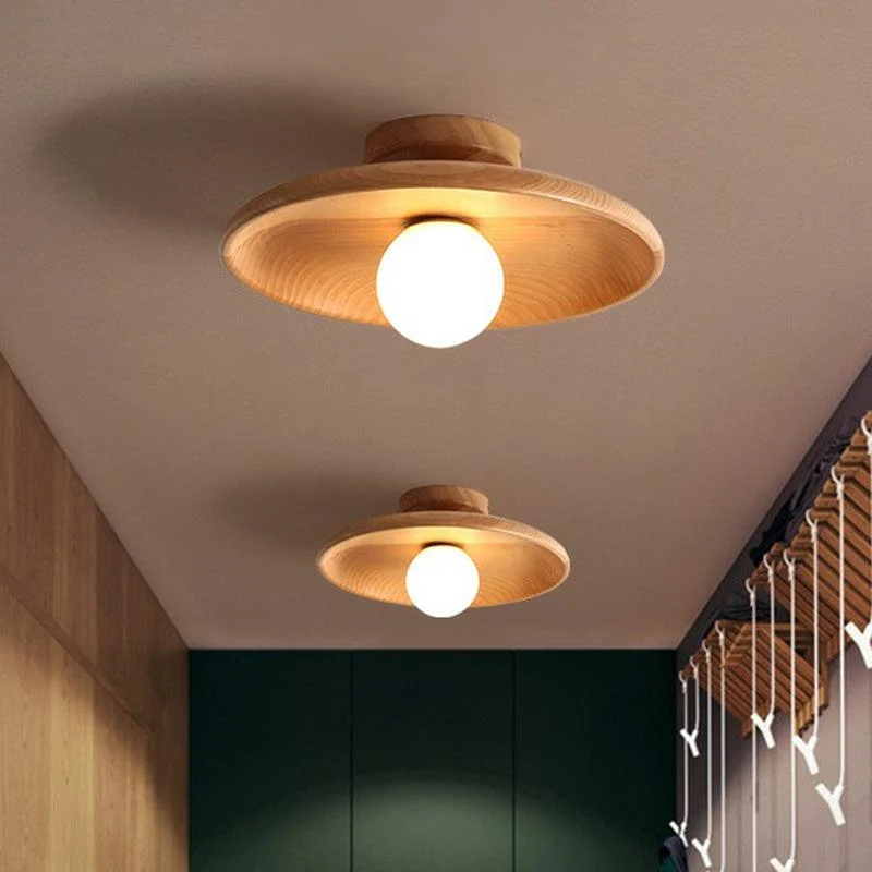 Ceiling lamp Circular Minimalist Wood 1 Light point -  - #tag1#