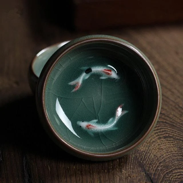 Celadon Koi Fish Tea Cup -  - #tag1#