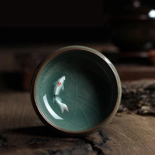 Celadon Koi Fish Tea Cup -  - #tag1#