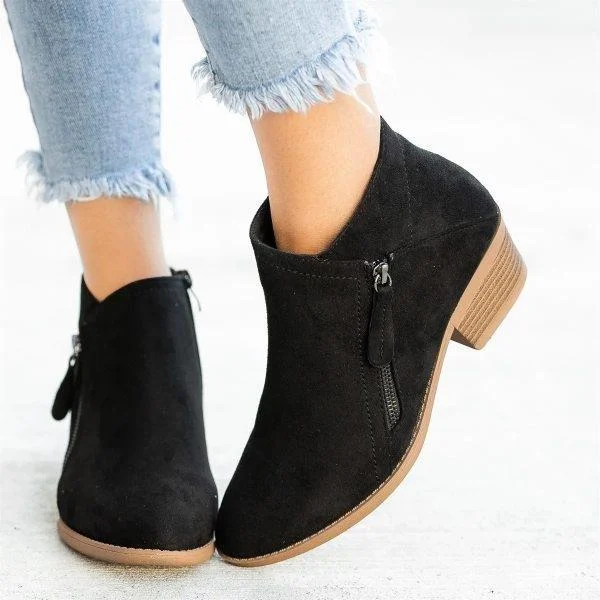 Celeste -Comfortable mid-high suede boots with zipper and small heel -  - #tag1#