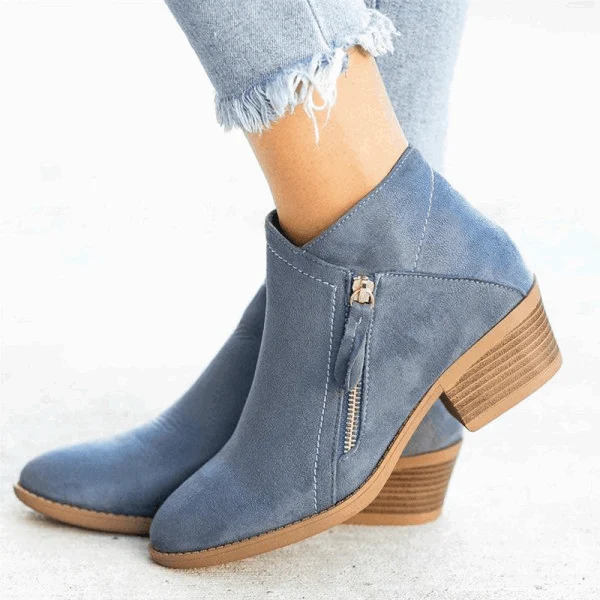 Celeste -Comfortable mid-high suede boots with zipper and small heel -  - #tag1#