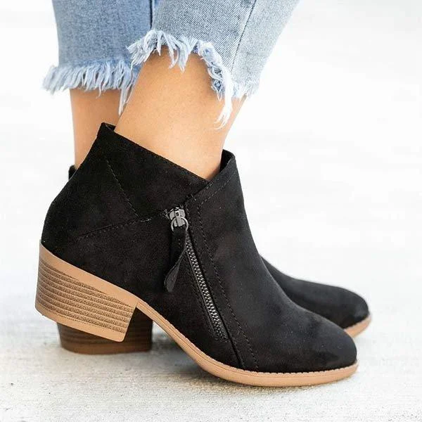 Celeste -Comfortable mid-high suede boots with zipper and small heel -  - #tag1#