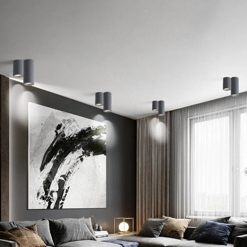 Cement Cylinder LED Ceiling Lamp - Minimalist Design -  - #tag1#