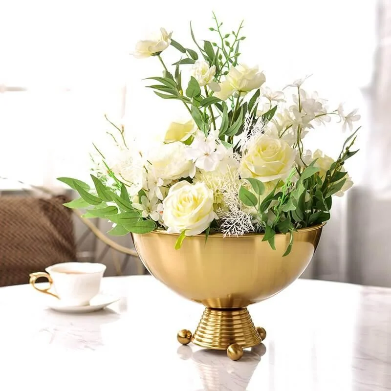 Centerpiece Bowl Flower Arrangement Stainless Steel Vase Golden -  - #tag1#