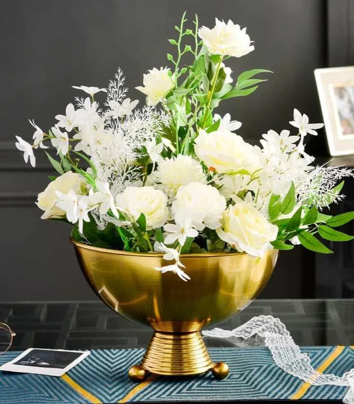 Centerpiece Bowl Flower Arrangement Stainless Steel Vase Golden -  - #tag1#
