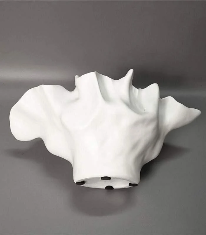 Centerpiece Bowl Vase with Rippled Design Large White Resin -  - #tag1#