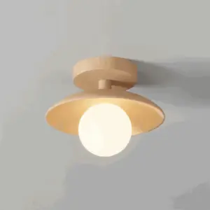 CentraOrb Wood Ceiling Light - Semi-flush Lamp with Integrated LED Light