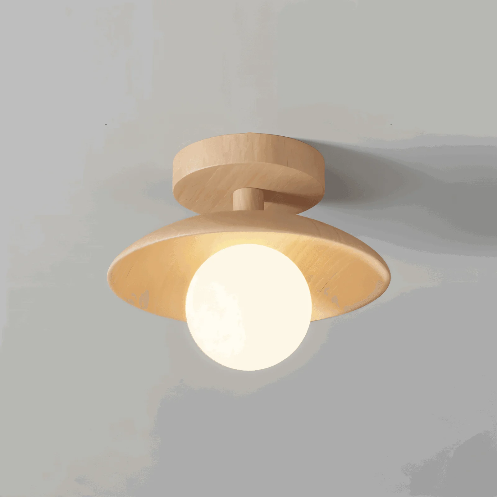 CentraOrb Wood Ceiling Light - Semi-flush Lamp with Integrated LED Light -  - #tag1#
