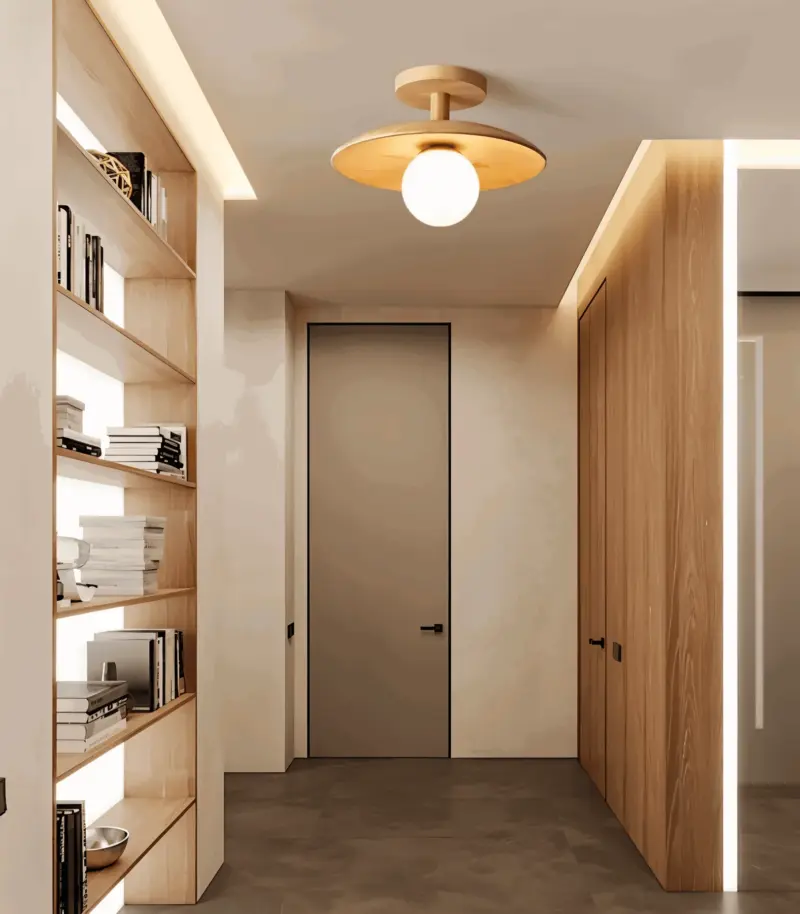 CentraOrb Wood Ceiling Light Semi flush Lamp with Integrated LED Light tag1
