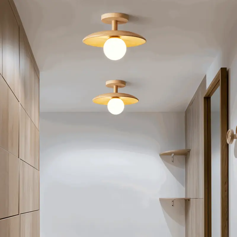 CentraOrb Wood Ceiling Light Semi flush Lamp with Integrated LED Light tag1
