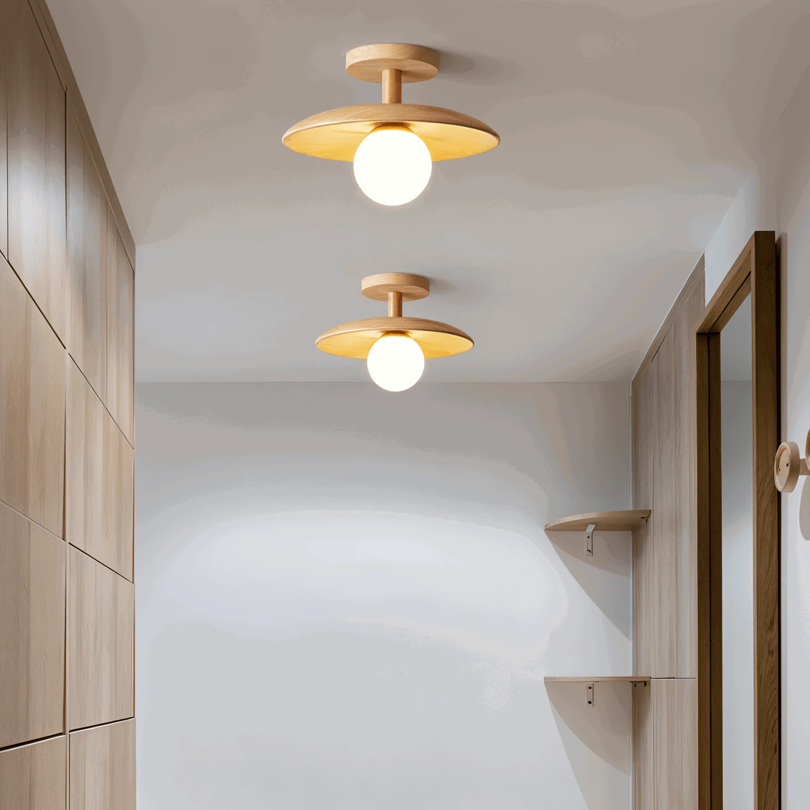 CentraOrb Wood Ceiling Light - Semi-flush Lamp with Integrated LED Light -  - #tag1#