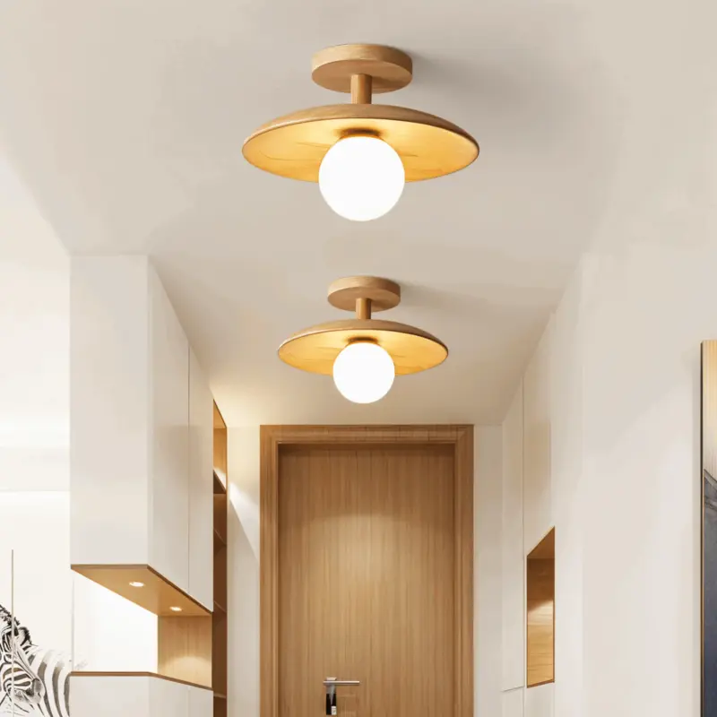 CentraOrb Wood Ceiling Light Semi flush Lamp with Integrated LED Light tag1