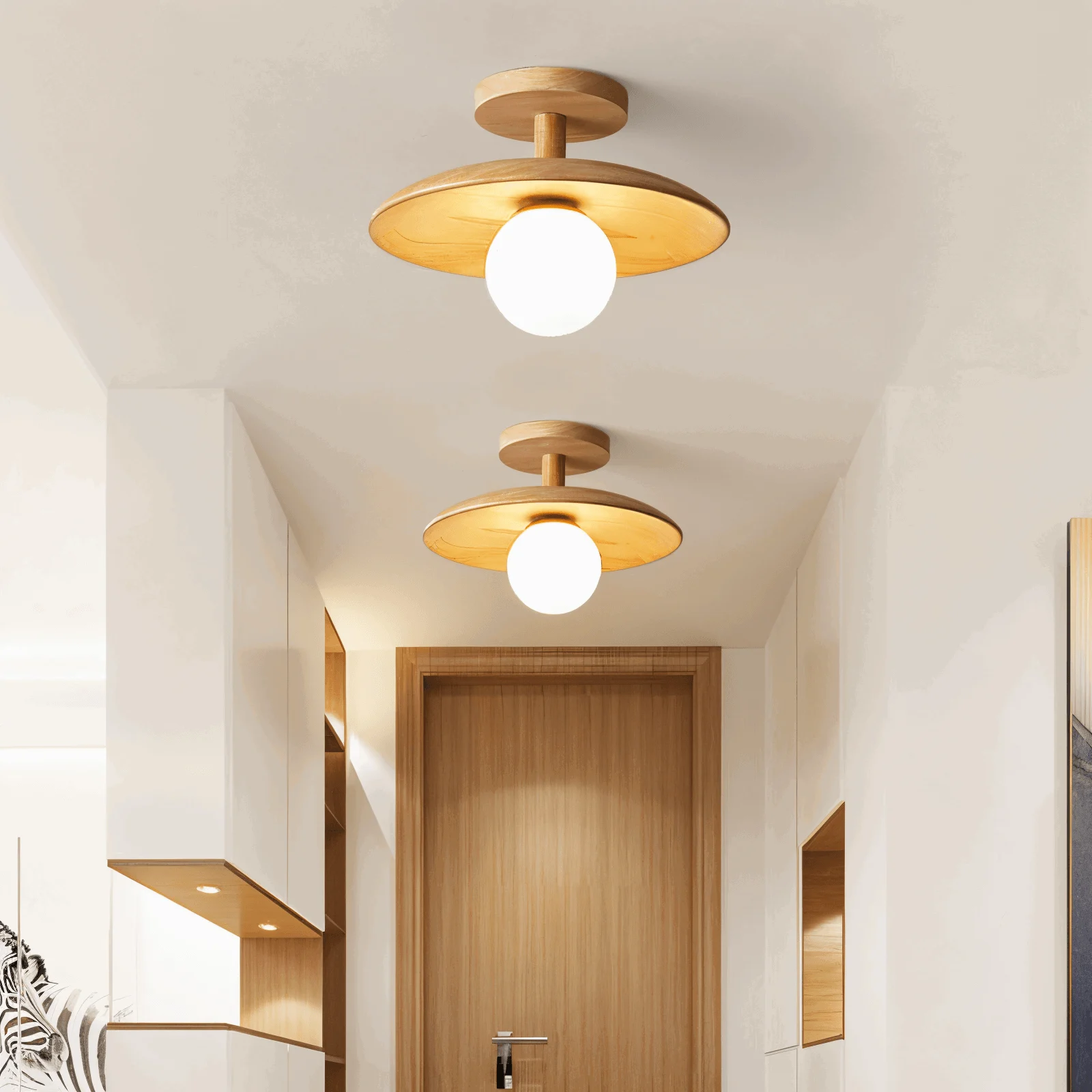 CentraOrb Wood Ceiling Light - Semi-flush Lamp with Integrated LED Light -  - #tag1#