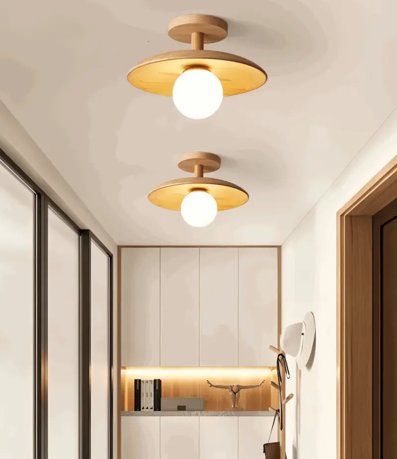 CentraOrb Wood Ceiling Light Semi flush Lamp with Integrated LED Light tag1