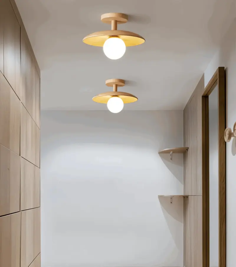 CentraOrb Wood Ceiling Light Semi flush Lamp with Integrated LED Light tag1