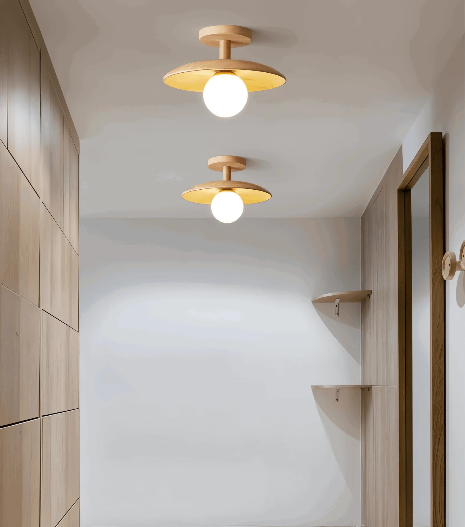 CentraOrb Wood Ceiling Light - Semi-flush Lamp with Integrated LED Light -  - #tag1#