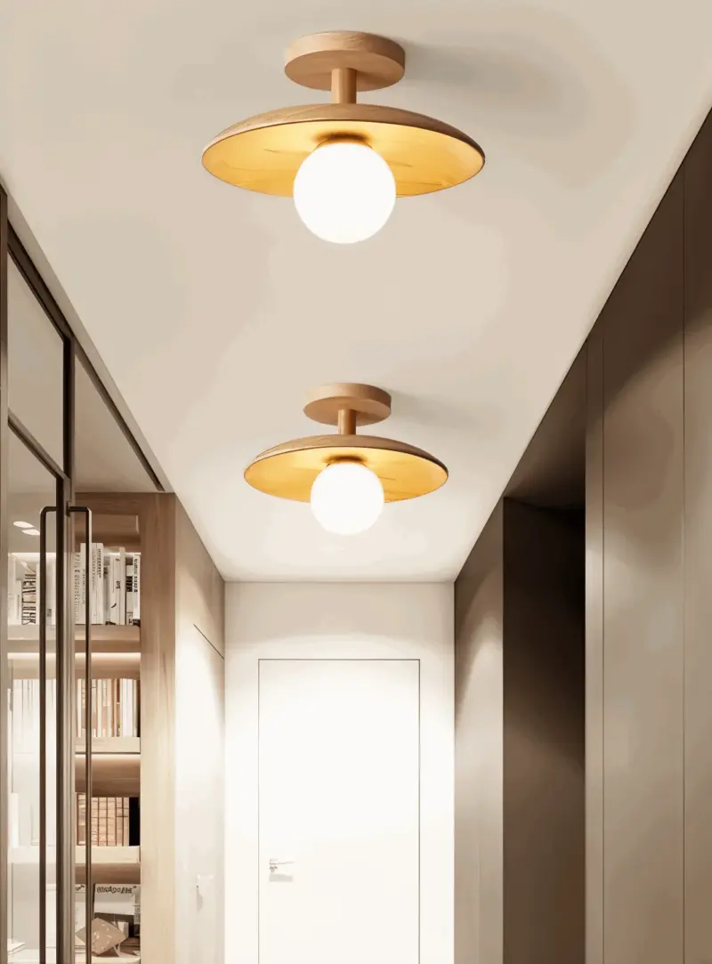 CentraOrb Wood Ceiling Light Semi flush Lamp with Integrated LED Light tag1