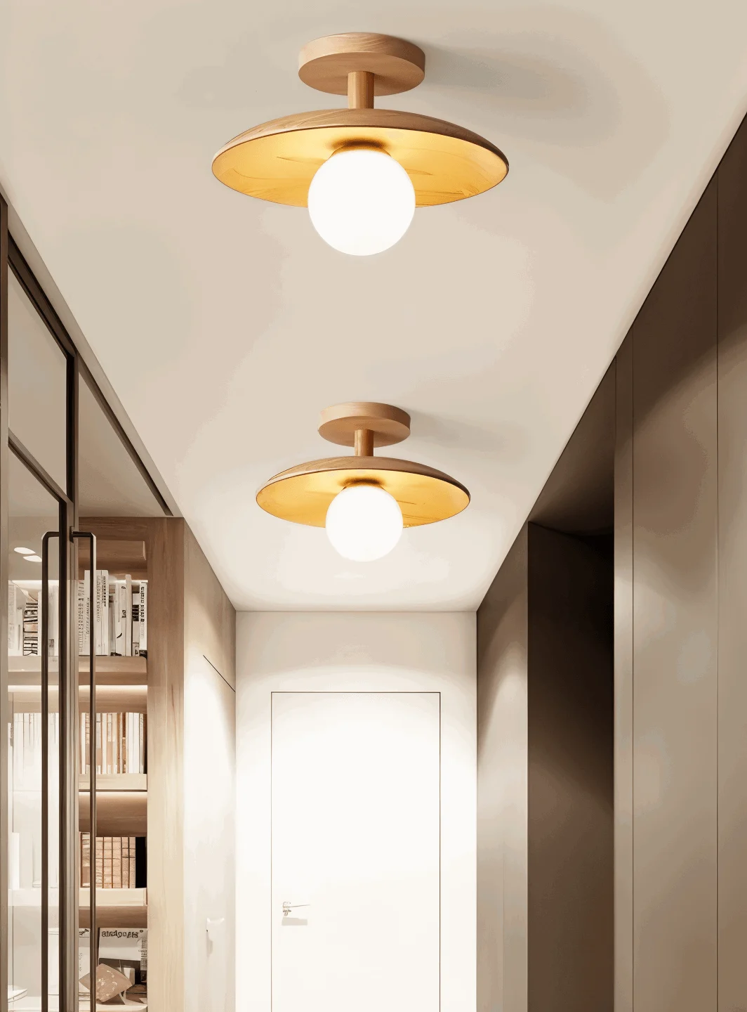 CentraOrb Wood Ceiling Light - Semi-flush Lamp with Integrated LED Light -  - #tag1#