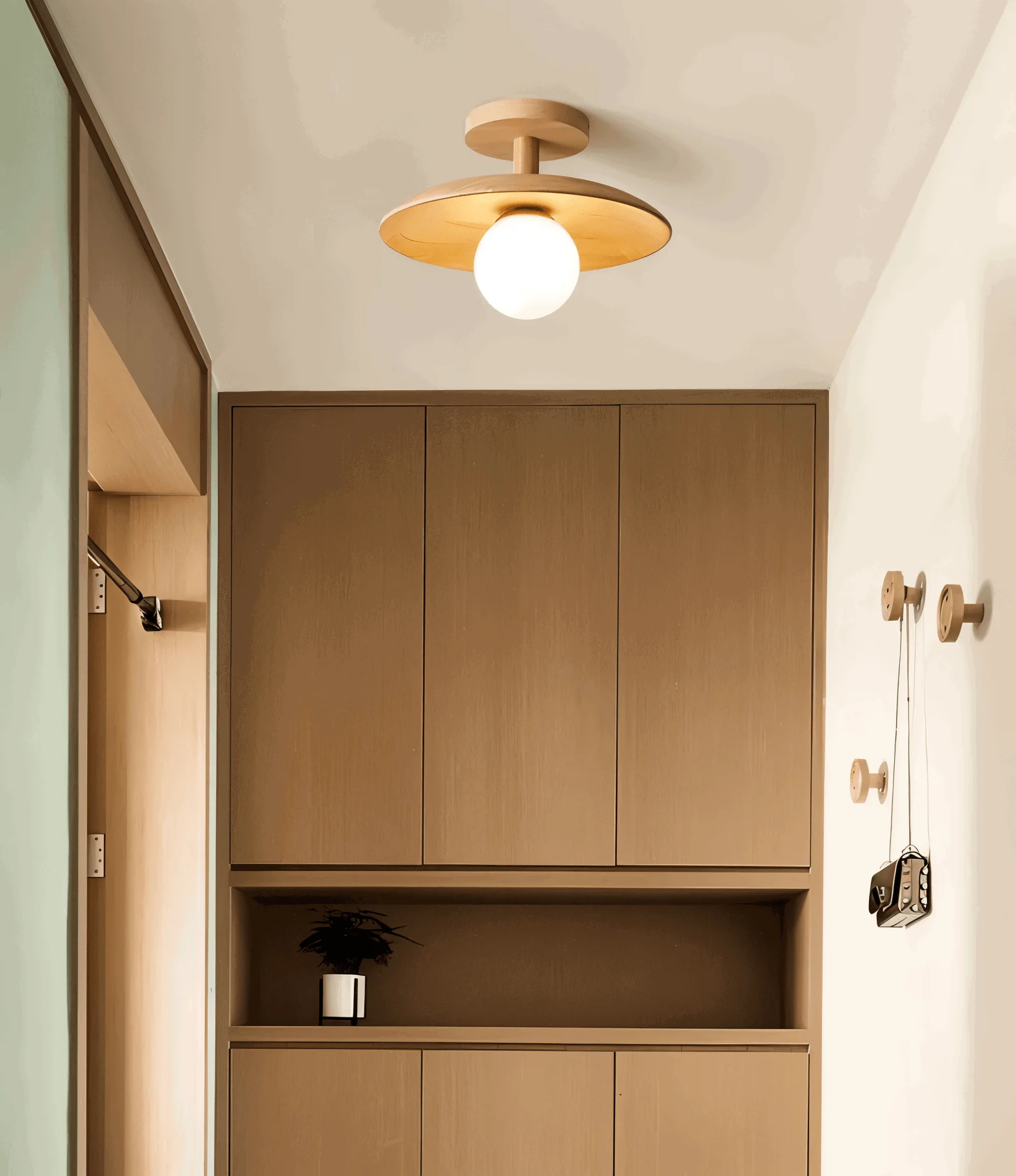 CentraOrb Wood Ceiling Light - Semi-flush Lamp with Integrated LED Light -  - #tag1#