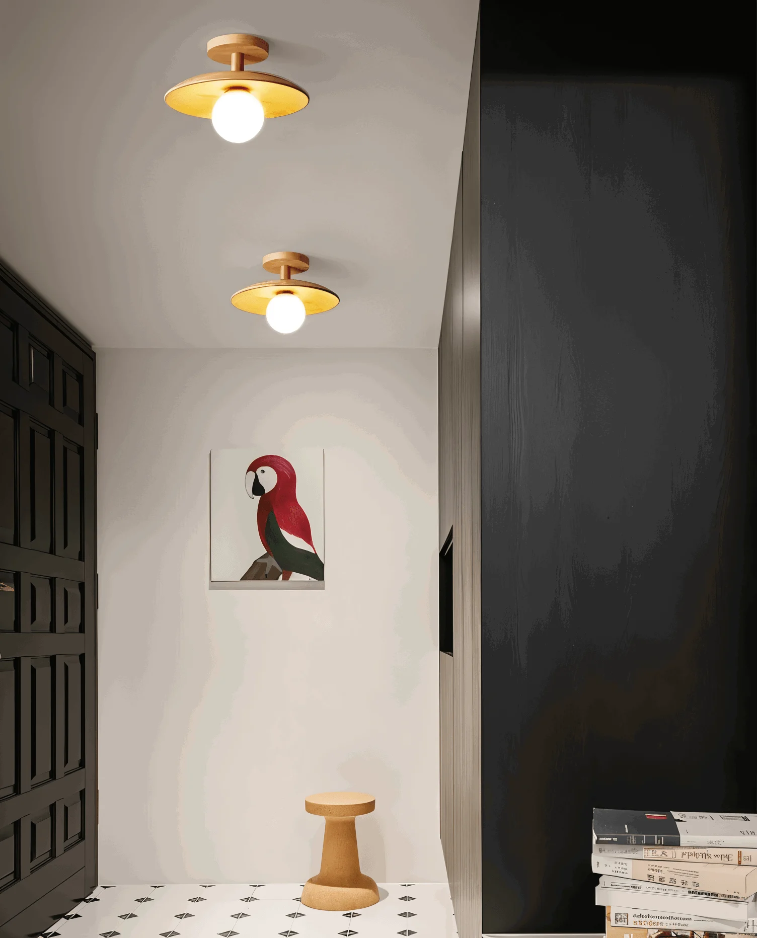 CentraOrb Wood Ceiling Light - Semi-flush Lamp with Integrated LED Light -  - #tag1#