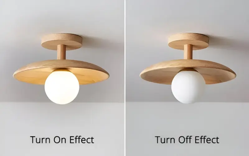 CentraOrb Wood Ceiling Light Semi flush Lamp with Integrated LED Light tag1