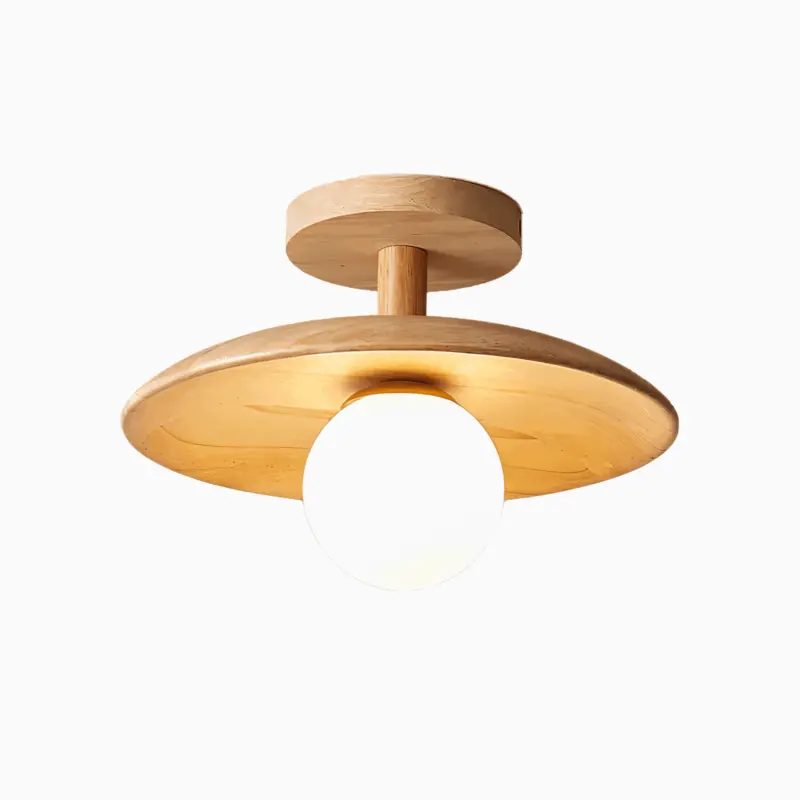 CentraOrb Wood Ceiling Light Semi flush Lamp with Integrated LED Light tag1