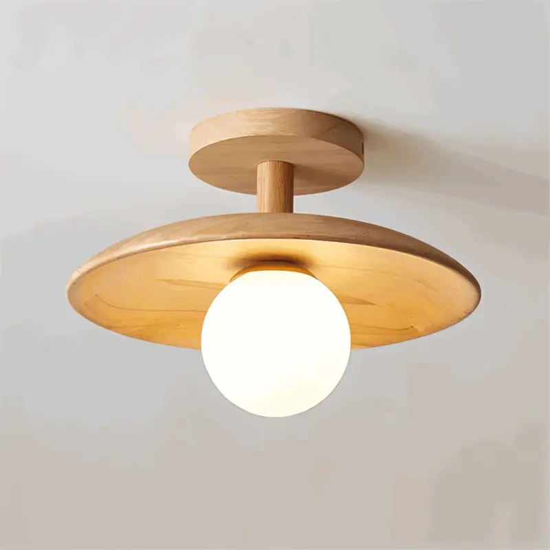 CentraOrb Wood Ceiling Light Semi flush Lamp with Integrated LED Light tag1