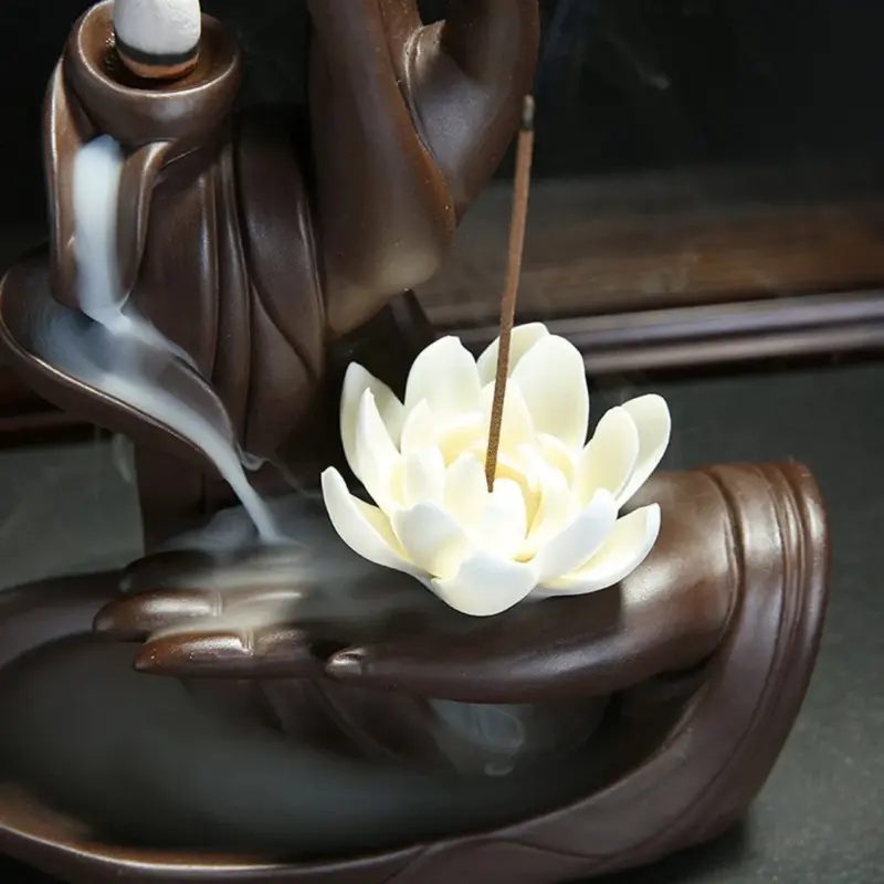 Ceramic Backflow Incense Burner Tathagata Buddha Lotus Incense Cones Stick Holder Smoke Waterfall Creative Home Bouddha ac0df1d2 4cf1 413a 9c97 2234006db93c