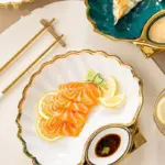 Ceramic Seashell Plates With Vinegar Dish Bowls Gold inlay Decorative Tableware Sushi Dish Tableware Kitchen Accessories ac4b3d35 1da1 4a31 ab54 8f128523f7b3