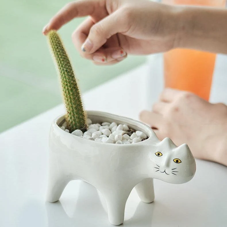Ceramic Abstract Cat Planter -  - #tag1#