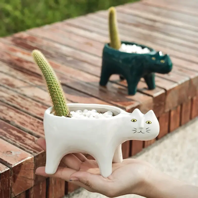Ceramic Abstract Cat Planter tag1