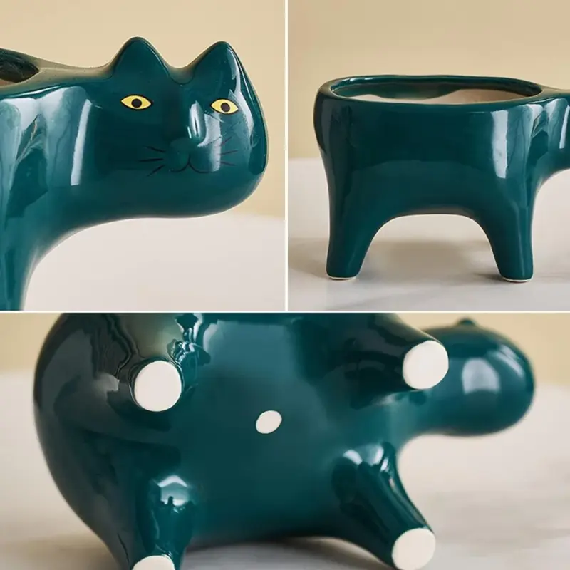 Ceramic Abstract Cat Planter tag1