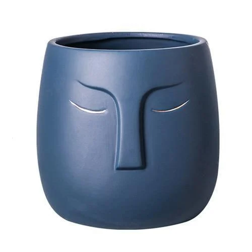 Ceramic Abstract Sleeping Face Planter -