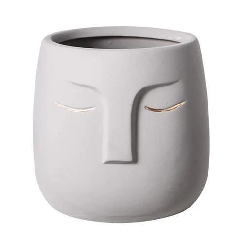 Ceramic Abstract Sleeping Face Planter -