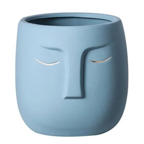 Ceramic Abstract Sleeping Face Planter -