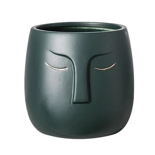 Ceramic Abstract Sleeping Face Planter -