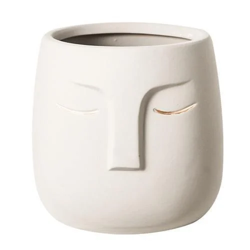 Ceramic Abstract Sleeping Face Planter -