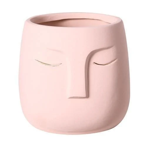 Ceramic Abstract Sleeping Face Planter -