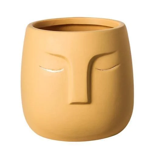 Ceramic Abstract Sleeping Face Planter -