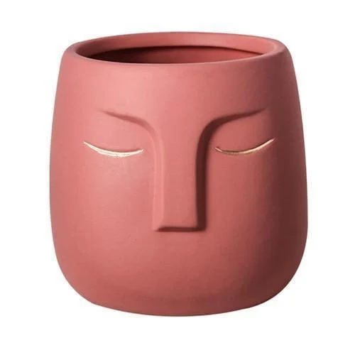 Ceramic Abstract Sleeping Face Planter -