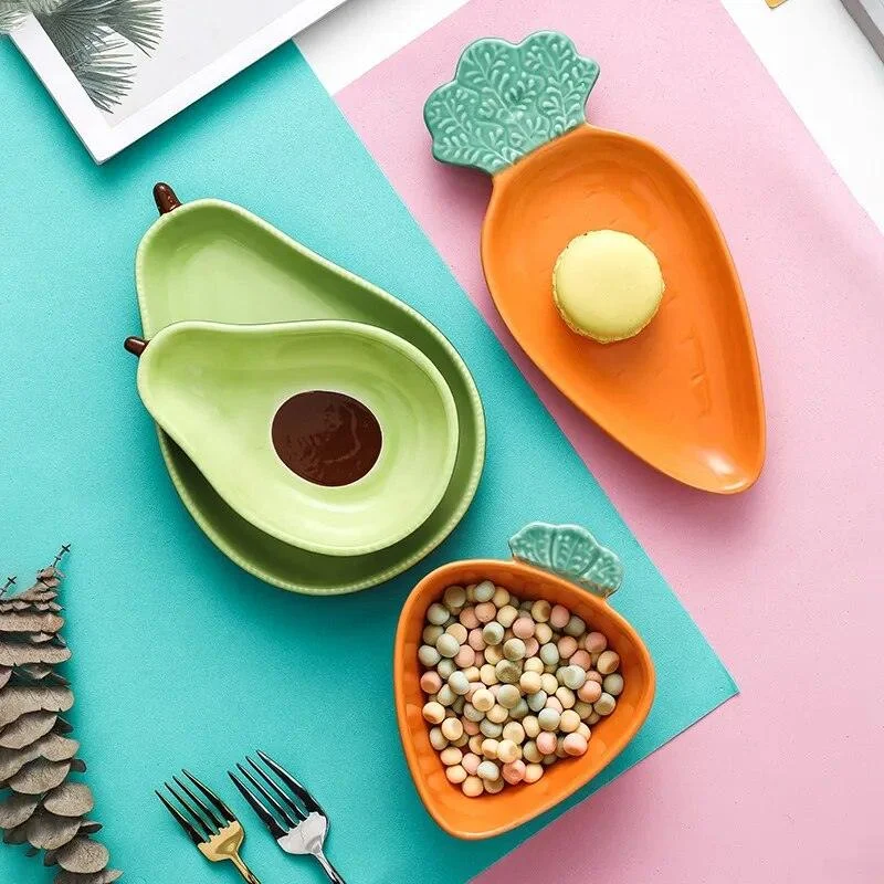 Ceramic Avocado Plate Bowl Set -