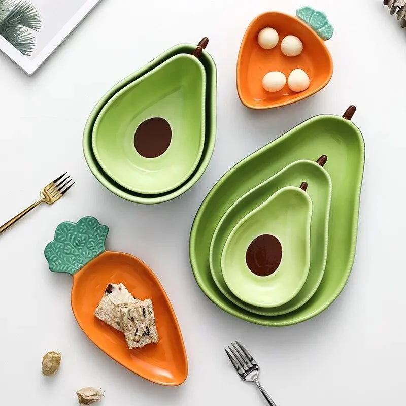 Ceramic Avocado Plate Bowl Set -