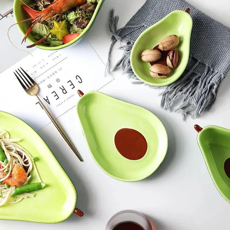 Ceramic Avocado Plate Bowl Set -