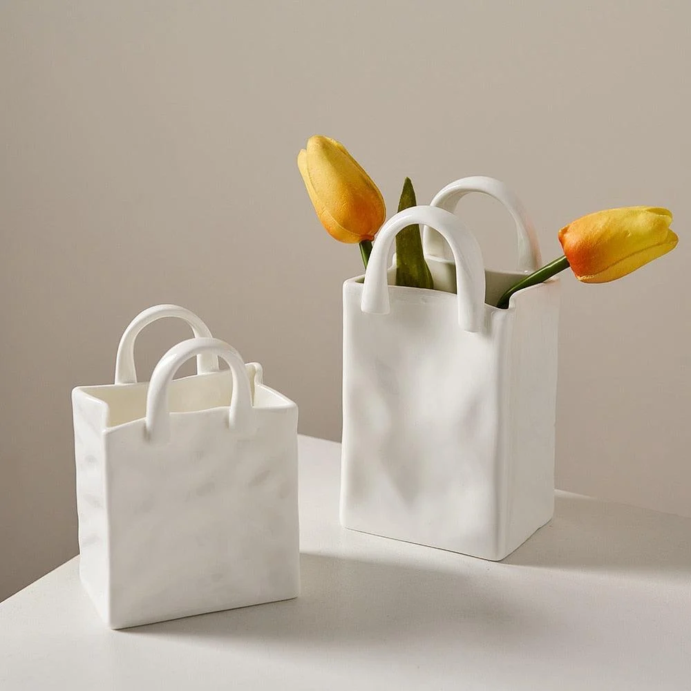 Ceramic Bag Shaped Vase - - #tag1#